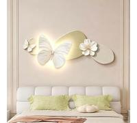 Scultura da Parete 3D Decorazione LED, Minimalista Grès Modello Farfalla | Luce calda, alimentazione a spina adatto per Soggiorno e Corridoio(A,47.2*20IN)
