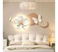 Scultura da Parete 3D Decorazione LED, Minimalista Grès Modello Farfalla | Luce calda, alimentazione a spina adatto per Soggiorno e Corridoio(C,39.4*17IN)