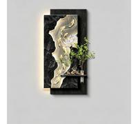 Scultura da Parete 3D LED in Grès, Decorazione con Design Nove Pesci | Stile artistico, luce calda, alimentazione a spina con pianta artificiale per Soggiorno e Corridoio(G,70.8*35.4IN)