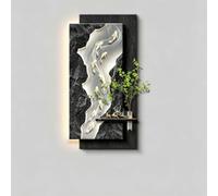 Scultura da Parete 3D LED in Grès, Decorazione con Design Nove Pesci | Stile artistico, luce calda, alimentazione a spina con pianta artificiale per Soggiorno e Corridoio(C,39.4*19.7IN)