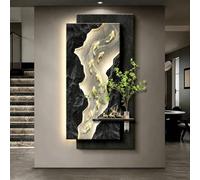 Scultura da Parete 3D LED in Grès, Decorazione con Design Nove Pesci | Stile artistico, luce calda, alimentazione a spina con pianta artificiale per Soggiorno e Corridoio(A,39.4*19.7IN)