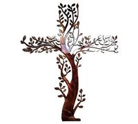 Scultura da parete a forma di albero a croce, decorazione artistica da parete in metallo, sagoma retrò 3D, opere d'arte da appendere per la decorazione domestica, decorazione unica per lo spazio