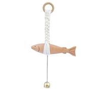 Scultura da parete a forma di pesce, da appendere alla parete, scultura moderna a sospensione, decorazione in legno antico con campana, ornamento a forma di animale per casa sul lago, bagno, camera da