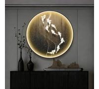 Scultura da parete a LED 3D, lampada da corridoio Art Déco, porta USB, dipinti cinesi da appendere alla parete, motivo a 9 pesci, lampada decorativa da parete per ingresso(C,50 * 50cm)