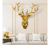 DiicMa Scultura da Parete con Testa di Cervo, Decorazione da Parete con Testa di Animale, Testa di Cervo in Resina Decorazione 3D Scultura da Parete for la casa 56 CM 52 CM (Color : Gold)