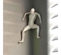 Scultura da parete dinamica 3D raffigurante una figura che si arrampica - Decorazione in resina realizzata a mano for soggiorni e uffici moderni (installazione ad angolo)