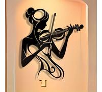 Scultura da parete in ferro battuto, donna che suona il violino, robusta,