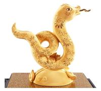 Scultura da Tavolo Statua del Serpente della ricchezza con piedistallo, Ornamenti del Serpente dello Zodiaco Dorato Figurine della Decorazione della scrivania Il miglior Arredamento