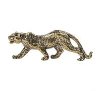 Scultura decorativa leopardata in ottone, stile vintage, statua animale da tavolo per ufficio e casa, simbolo di fortuna e fortuna, costruzione in ottone massiccio con finitura dorata