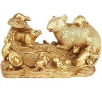 Scultura Decorazione Statue Arte da Collezione Zodiaco Feng Shui Ottone Dorato Topo/Ratto Scultura, Decorazione Feng Shui Arredamento per Ufficio
