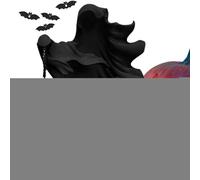 Scultura della lanterna fantasma, statua della strega con lanterna - Scultura messaggero 'inferno in resina di Halloween con lampada a LED | Statuetta decorativa di Halloween per giardino, balcone