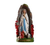 Scultura della Vergine Maria - Statua da esterno della Madonna di Lourdes, Statue della Vergine Maria Nostra di Lourdes con Santa Bernadette e Agnello, Figure in resina | San religioso