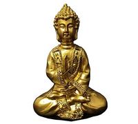 Scultura di Buddha, 1 scultura di Buddha seduto in resina thailandese, statua di Buddha in meditazione dorata, statuette, ornamenti fortunati for la decorazione di vasi di fiori da giardino di casa