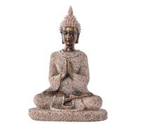 Scultura di Buddha, statua di Buddha seduto in pietra arenaria di volpe, scultura seduta, statuetta intagliata a mano, decorazione for interni, ornamento di Buddha in pietra arenaria