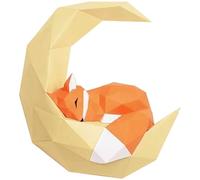 Scultura di Carta 3D Luna E Volpe Modello di Carta Giocattoli di Carta Decorazione da Parete Puzzle di Origami Fatti A Mano Artigianato di Carta Pretagliata Fai