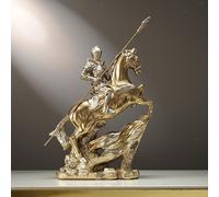 Scultura di cavaliere medievale in resina, arte classica, figura di