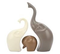 Scultura di Elefante in Ceramica Bianca da 3 Pezzi, Decorazioni Realistiche per la Casa, di Compleanno per la Libreria del Desktop 'Ufficio