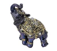 Scultura di Elefanti, Figurina di Elefante Feng Blu Shui Simbolo di Fortuna Attrazione per la Ricchezza della Resina per la Casa (Dimensioni ridotte (15x10in))
