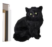 Scultura di gatto nero - Peluche realistico di Halloween, modello di gatto, figure di peluche | Centrotavola morbido per feste, , camera da letto, soggiorno, divano, mensola, portico, ingresso