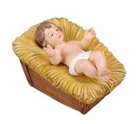 Scultura di Gesù, statua di Gesù, bambino sdraiato su una mangiatoia, decorazione natalizia religiosa per tavolo di casa, biblioteca, ufficio, soggiorno.