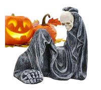 Scultura di Halloween, decorazione della statua spettrale, decorazione scultura gotica, leggera e portatile, design con abito nero, 1 pezzo, adatto per terrazze e cortili