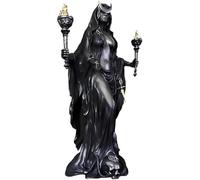 Scultura di Halloween della Strega della Notte, Statua in Resina di Hekate | Phōsphōrōs di Hekate Phōsphōrōs, Hekate Niktipolos Dea Greca Ecate con i suoi Segugi Magici