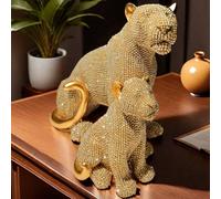 Scultura di lusso in oro/argento a forma di leopardo, statua moderna di pantera per la decorazione della casa, elegante statuetta di ghepardo, decorazione artistica per animali per soggiorno, ufficio,