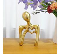 Scultura di mani a forma di cuore in oro, unica e luminosa, in resina lusso