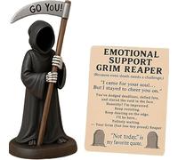 Scultura di Morte Emotivamente con Tazza Caffè Gatti e Carte Regali Statue Resin Grim Reaper per Arredamento Gotico Libreria Dipinta a Mano Fantasy Art Man Home Office Take the sickle