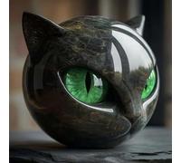 Scultura Di Pietra Del Gatto Nero, Scultura Nera Della Testa Del Gatto, Carina Statua Del Gatto Che Guarisce Lo Stress Della Pietra, Per Casa, Ufficio (A)