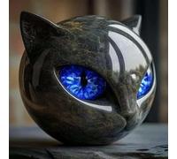Scultura Di Pietra Del Gatto Nero, Scultura Nera Della Testa Del Gatto, Carina Statua Del Gatto Che Guarisce Lo Stress Della Pietra, Per Casa, Ufficio (D)