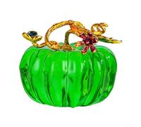 Scultura di zucca in vetro alla moda per completare l'estetica degli interni, statuetta di zucca da collezione, per compleanni, festival, matrimoni, feste, decorazione della casa, 65 mm (verde)