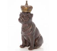 Scultura Dog Pug con corona 22 centimetri figura stile antico piccolo principe