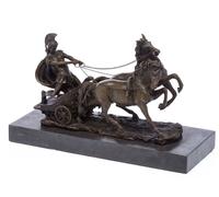 Scultura dopo Adrian Jones in bronzo in biga romana equestre scultura 31cm