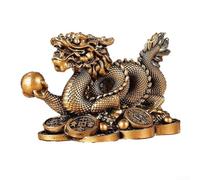 Scultura drago Feng Shui in resina con simbolo cinese di buon auspicio per l'energia positiva per la decorazione di casa e ufficio (bronzo S)