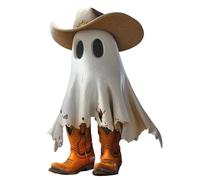Scultura fantasma per Halloween, scultura fantasma da ufficio, bella statua fantasma di Halloween con cappello e stivali | Statua di moda da cowboy stagionale affascinante per comodino, tavolino da
