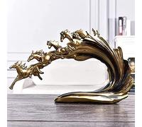 Scultura fatta a mano di sei cavalli al galoppo Decorazione della statua di sei cavalli al galoppo, statua di cavalli fengshui, scultura di cavallo in corsa fatta a mano, ornamento decorativo della co
