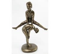 Scultura Figura che Giocano Bambini Simil Bronzo Statua