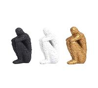 Scultura Il Silenzio è Oro, 3 Set Statua del pensatore Scultura Astratta Ornamenti in Resina Figura Decorazione Illustrazione Artistica per la Decorazione del Desktop dell'ufficio Domestico, Abbracci