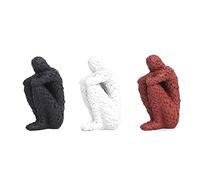 Scultura Il Silenzio è Oro, 3 Set Statua del pensatore Scultura Astratta Ornamenti in Resina Figura Decorazione Illustrazione Artistica per la Decorazione del Desktop dell'ufficio Domestico, Abbracci