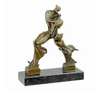 Scultura in bronzo con forme uniche di continuità, statua in vero bronzo su base in marmo greco, 18 cm, arte in metallo a cera persa fatta a mano