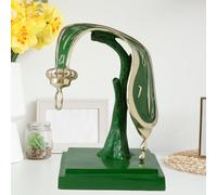 Scultura in bronzo con orologio fuso, statua astratta artigianale da 30 cm, arte in bronzo a cera persa ispirata a "La persistenza della memoria", una raffinata collezione per interni moderni