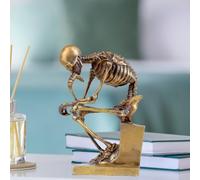 Scultura in bronzo da 21,1 cm con scheletro Rodin il pensatore, statue in bronzo dettagliate in stile gotico per la decorazione di casa e ufficio