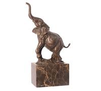 Scultura In Bronzo Elefante Su Base In Marmo H 30,5 Cm