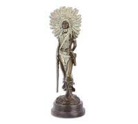 Scultura In Bronzo Figura Di Donna Nativa Americana H 46 Cm