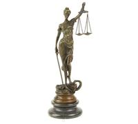 Scultura In Bronzo Giustizia Su Base In Pietra H 23,5 Cm