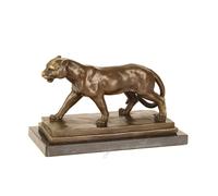 Scultura In Bronzo Leone Femmina Su Base In Marmo H 15 Cm