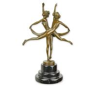 Scultura In Bronzo "Sorelle Danzanti" Su Base H 36 Cm Figura Decorativa