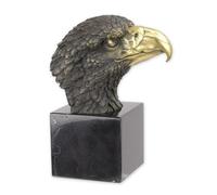 Scultura In Bronzo Testa Di Aquila Su Base In Marmo H 21,5 Cm