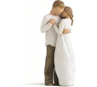 Scultura in legno imitazione, coppia innamorata, ornamenti intimi, artigianato in resina, decorazioni per la casa Sentimento: "Mantieni la promessa d'amore" scritto sulla cartolina di accompagnamento 